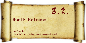Benik Kelemen névjegykártya